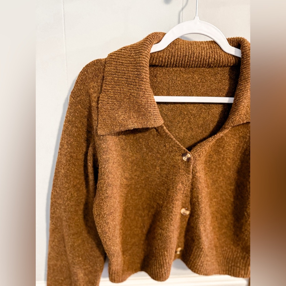 Commense Brown Cropped Cardigan - Picture 3 of 7